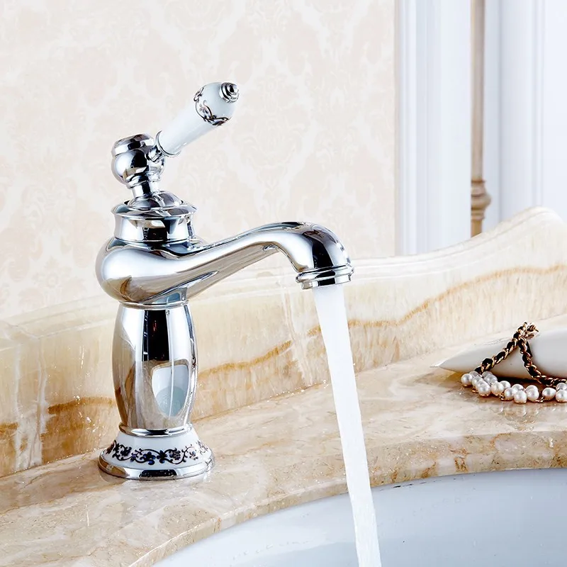 Upscale Retro European Bathroom Basin Faucets Mixer Tap Ceramic