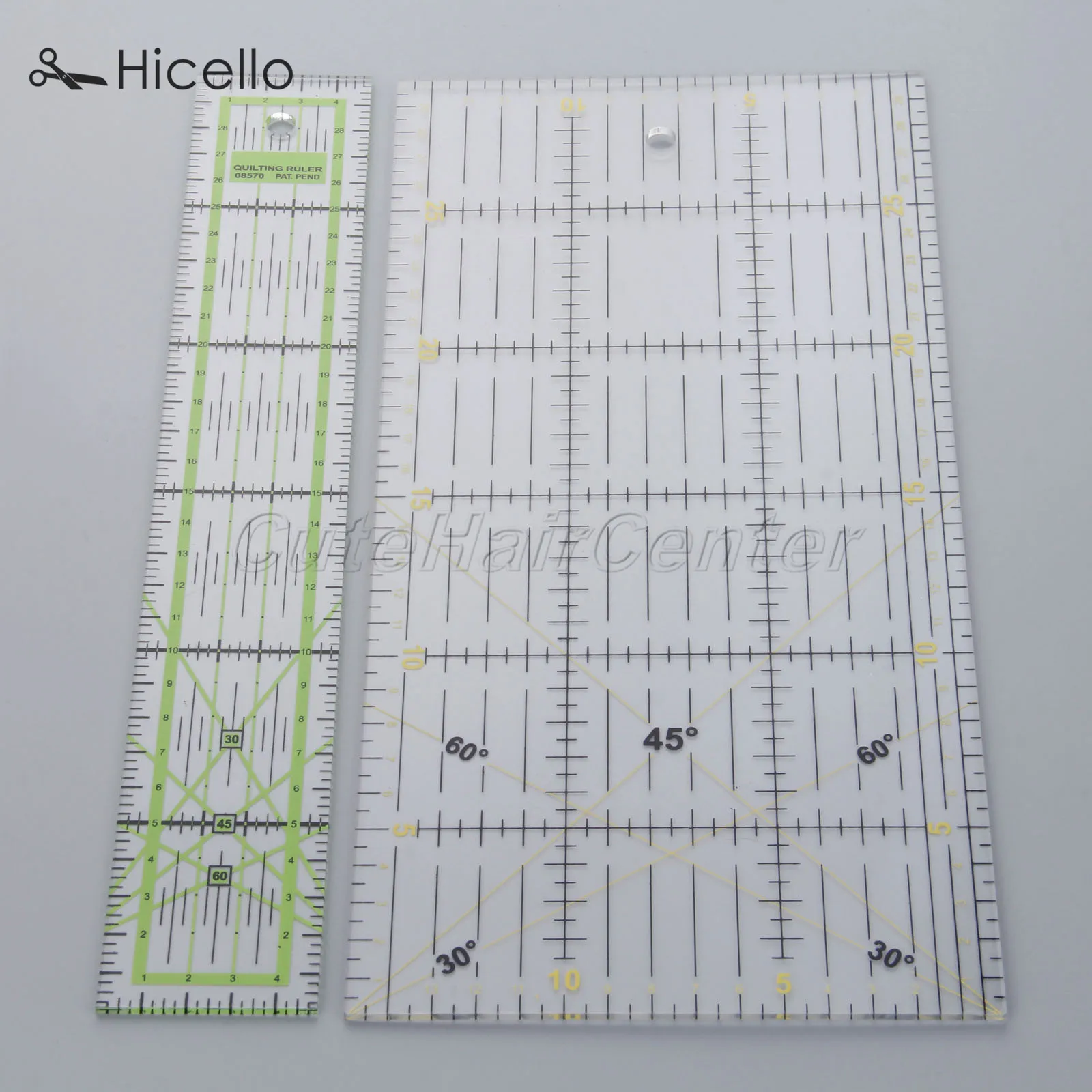 

Quilting Sewing Patchwork Ruler Double-colored grid lines Cutting Tool 30cm Thick Transparent Plastic Professional Hicello