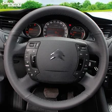 Блестящая Пшеница ручная работа черный кожаный чехол на руль для Citroen C5