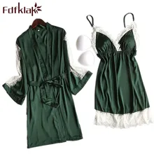 Весенне-летнее новое женское белье, сексуальный халат и набор ночных рубашек, женский ночной халат, глубокий v-образный вырез, кружевной халат, комплект одежды для сна, Fdfklak