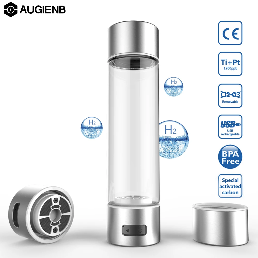 

Activated Carbon Rich Hydrogen Water Bottle lonizer W/ Selfcleaning Function Electrolysis Hydrogen 4/10min Drinking USB Charging