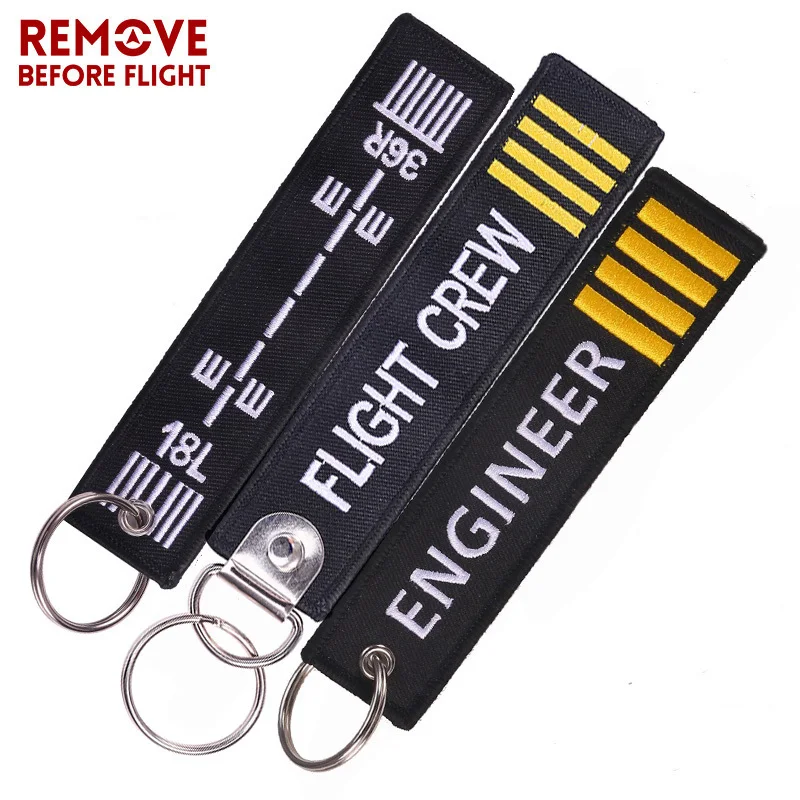 Remove Before Flight Red Embroidery Key Chains1