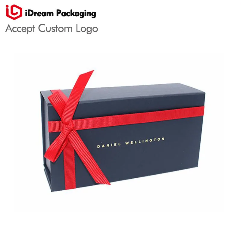 

I dream packaging custom gold hot stamping logo red ribbon magnet paper box #makeup#cosmetic#jewelry.