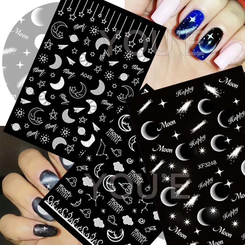 

3D Nail Art Sticker Decoration Shadow Moon DIY Sticker Decals Tips Manicure Design Constellation Stars Adhesive Sticker for Nail