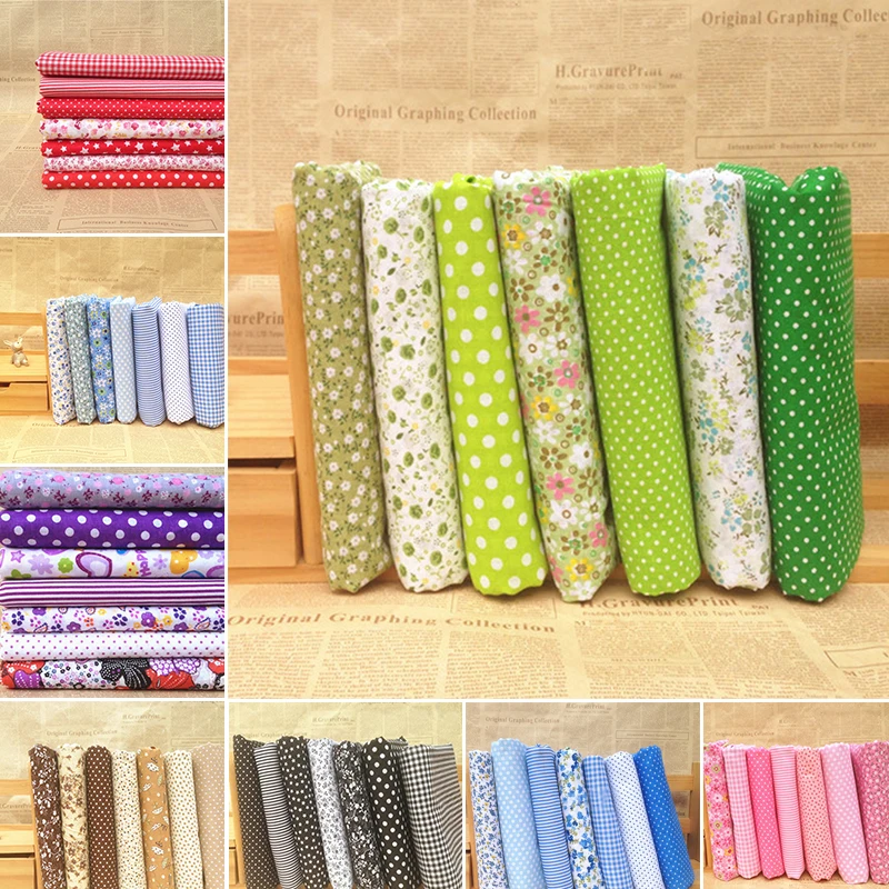 

7pcs 25x25cm Mixed Cotton Fabric Printed Cloth Sewing Quilting Fabrics for Patchwork Needlework DIY Handmade Accessories