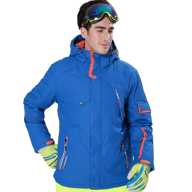 Мужская лыжная куртка с детектором, водонепроницаемая куртка для горного туризма, кемпинга, флисовая ветрозащитная Лыжная куртка - Цвет: Синий