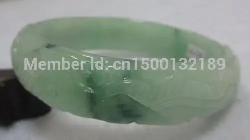 

001939 BEAUTIFUL CHINA EMERALD CARVING GREEN JADE GEMS BANGLE BRACELET 58MM (A0429)