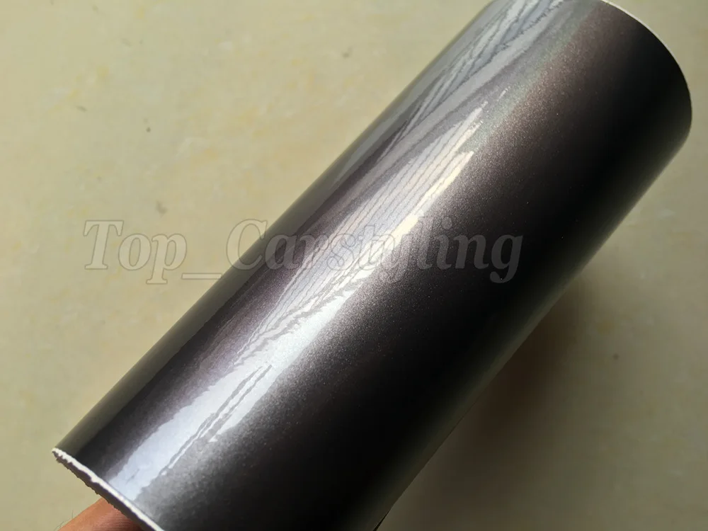 gunmetal glossy grey metallic car wrapping film candy dark grey foil (2)