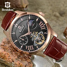 Bestdon Luxury Mechanical Men s Watch Automatic Skeleton Waterproof Luminous Leather Watches Switzerland Top Brand Wrist