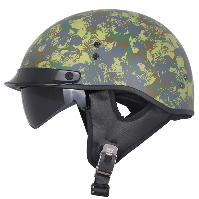 Шлем для мотоцикла VECCHIO из углеродного волокна или стекловолокна винтажные Половина мотоциклетный шлем Capacete Casco Jet ретро-шлемы 888 Размер M-2XL - Цвет: FRP marine
