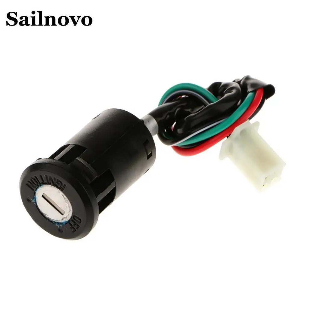 Electric Motorcycle Ignition Switch Moped Power Lock Scooter 4 Wire Key Ignition Switch Lock Key