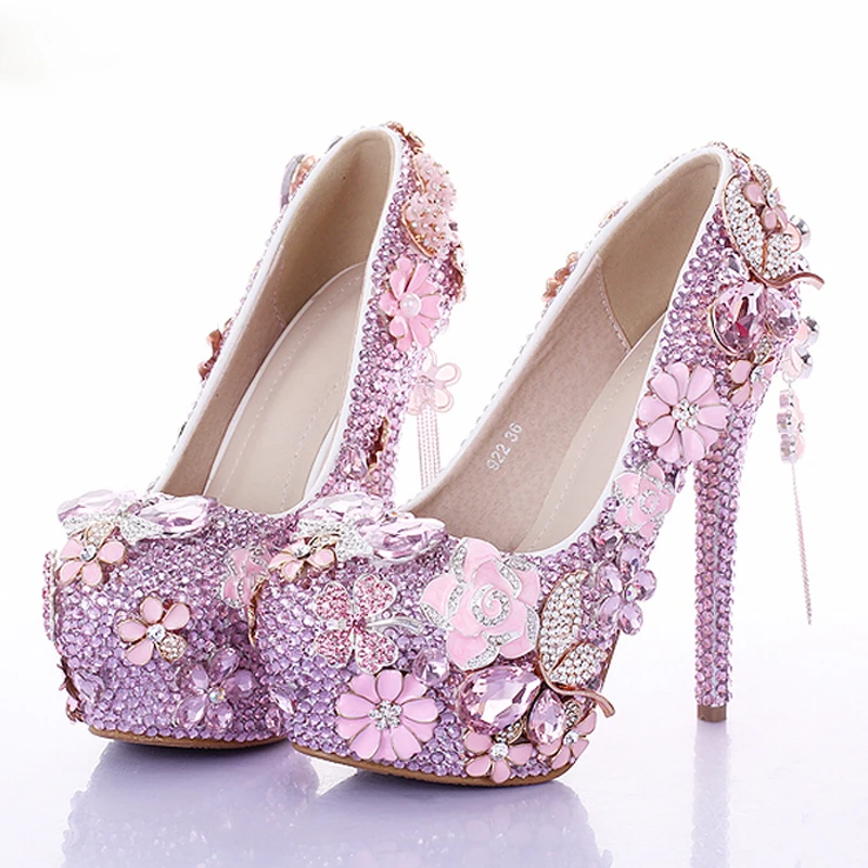 Модные розовые модельные туфли для свадьбы Роскошные свадебные туфли Туфли со стразами Уникальные дизайнерские туфли ручной работы
