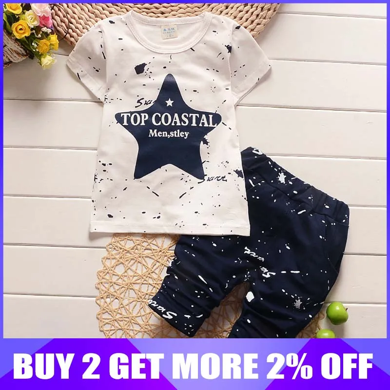 BibiCola summer boys clothes set new children casual tops+short pants 2pcs suits kids clothing children boys cotton sport sets