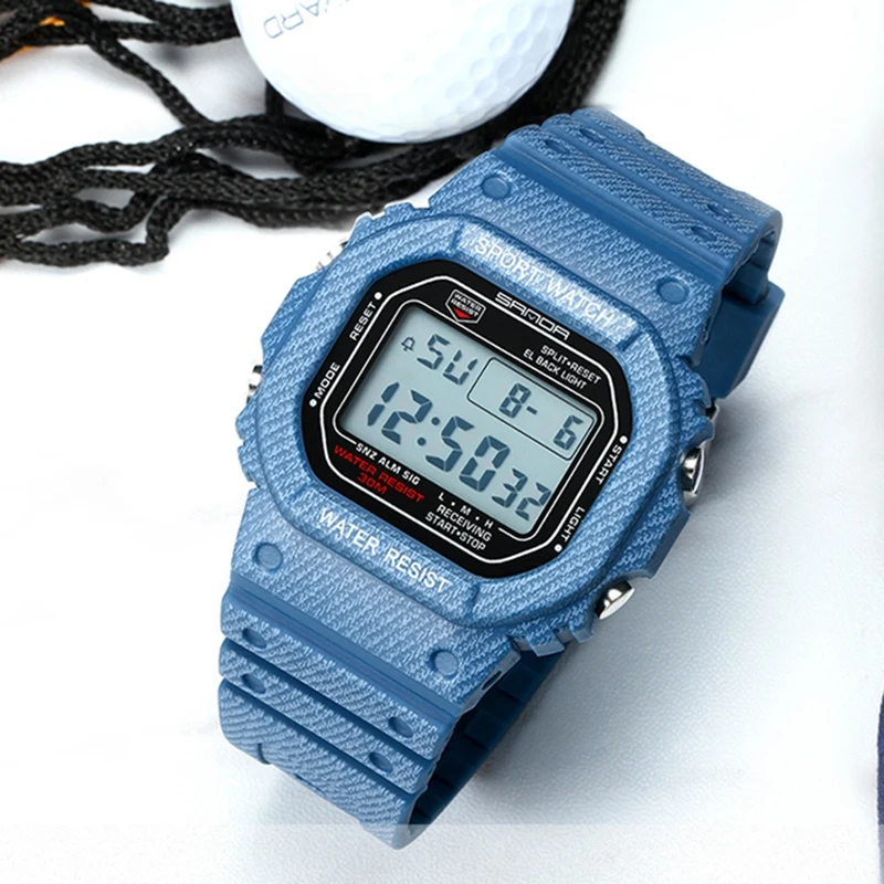 Sanda спортивные светодиодные электронные цифровые часы водонепроницаемые часы
