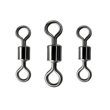 

50PCS Ball Bearing Swivel Solid Rings Fishing Connector Ocean Boat Fishing Hooks Black
