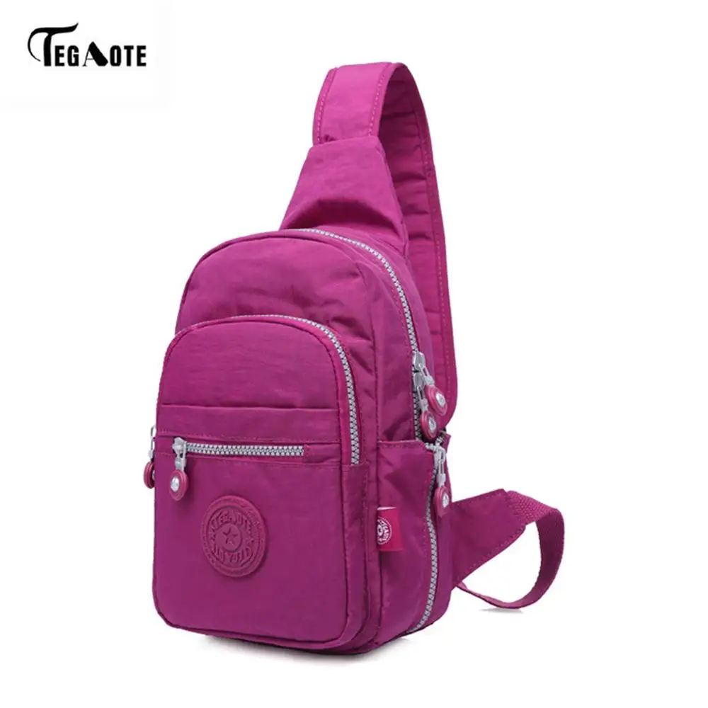 TEGAOTE,, нейлоновая мужская сумка на плечо, модная, трендовая, высокое качество, мужская сумка через плечо, черная, нагрудная сумка, мужские сумки, Bolsa - Цвет: Purple red