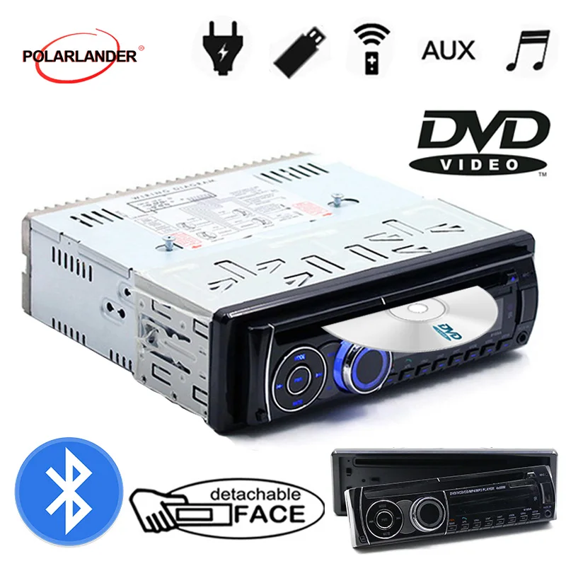 

Audio Music BT Bluetooth With Remote Control CD DVD MP3 player Removable panel FM AUX IN USB SD card 1 DIN Car Radio Stereo