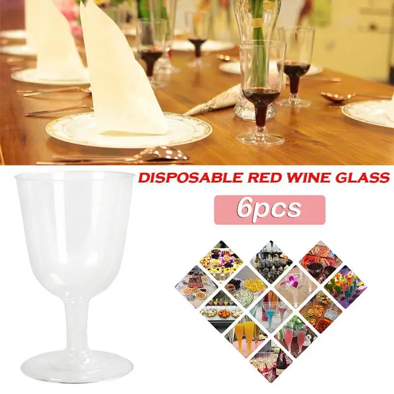 6 шт 150 мл одноразовый Кубок Жесткий пластиковый воздушный стакан красное вино бокал для шампанского Желейная чашка мусс чашка Коктейльная стеклянная посуда