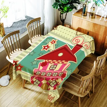

Cartoon House Character Tablecloth Waterproof Dinner Decorative Table Cover Rectangular Tapetes Home Table Cloths Oilproof