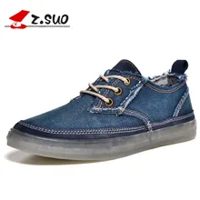 Z. Suo Marca ZS16106 hombres Zapatos de Lona de Verano Transpirable Suave Anti-Olor Tela de Mezclilla de Moda del Bajo-top de Los Hombres de Zapatos