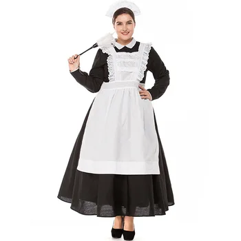 

New Arrival Plus Size Export Maid Wears Black and White Castle Maids Role Play Halloween Woman Game Suit L186234