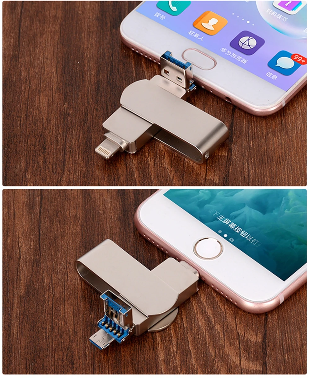 3in1 телефон флэш-накопитель, 64 ГБ USB3.0 Lightning флэш-накопитель для iPhone, iPad air, iPod, Mac, ПК, Внешняя память Stick OTG-черный