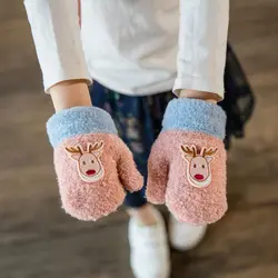 Мультфильм Лось теплые осень-зима детские перчатки Рождественский подарок для мальчиков и девочек 2018 Рождественские перчатки дети милые