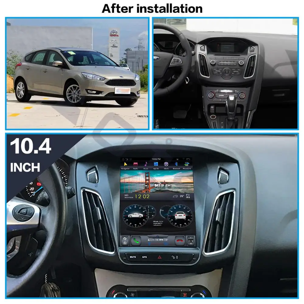 Discount Car Multimedia Android 8.1 Tesla style GPS Navigation For Ford Focus 2012-2017 Auto stereo radio headunit wifi car dvr car audio 1