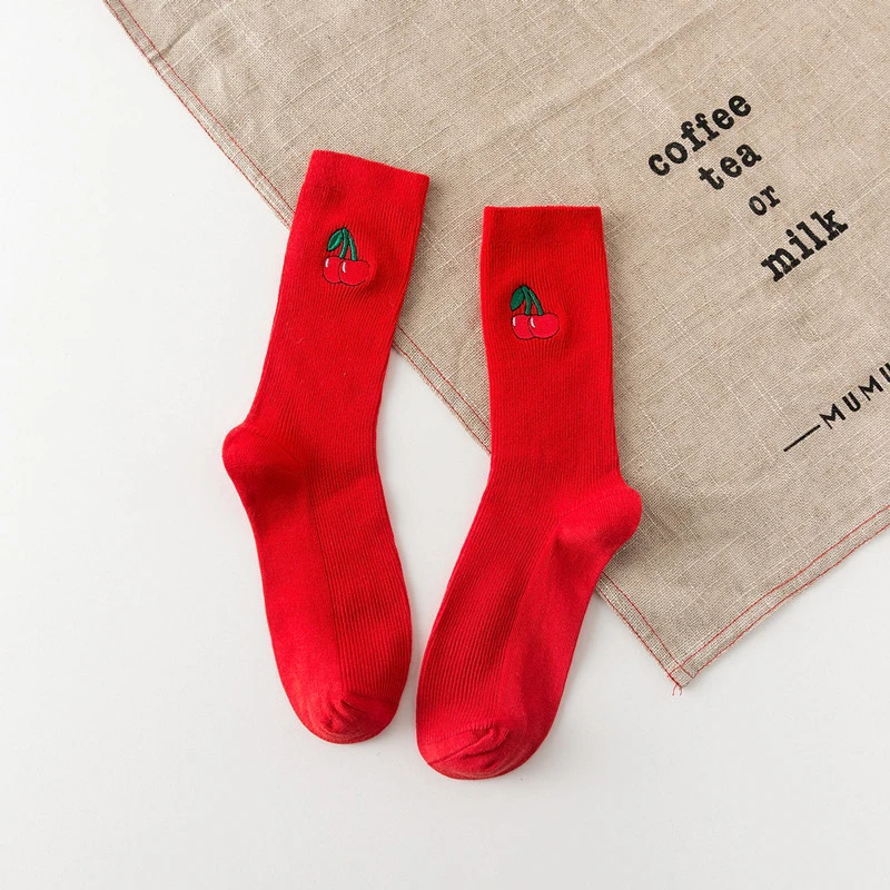 1 пара,, цветные Арбузные красные носки в треугольники, забавные мужские и женские носки, хлопковые носки для влюбленных, повседневные цветные носки с рисунками - Цвет: Red