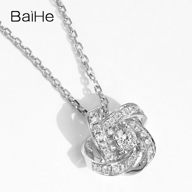 BAIHE Solid 18 K Белое Золото(AU750) Сертифицированные натуральные Алмазы обручальные женские модные ювелирные изделия Подарочные ожерелья