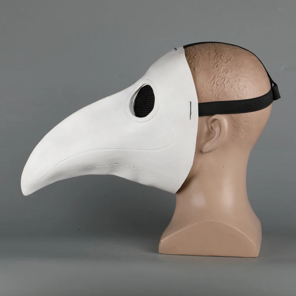Plague Doctor Mask Beak Mask Long Mouse Cosplay Fancy Mask Gothic Retro Rock Leather Halloween Beak Mask White (6)