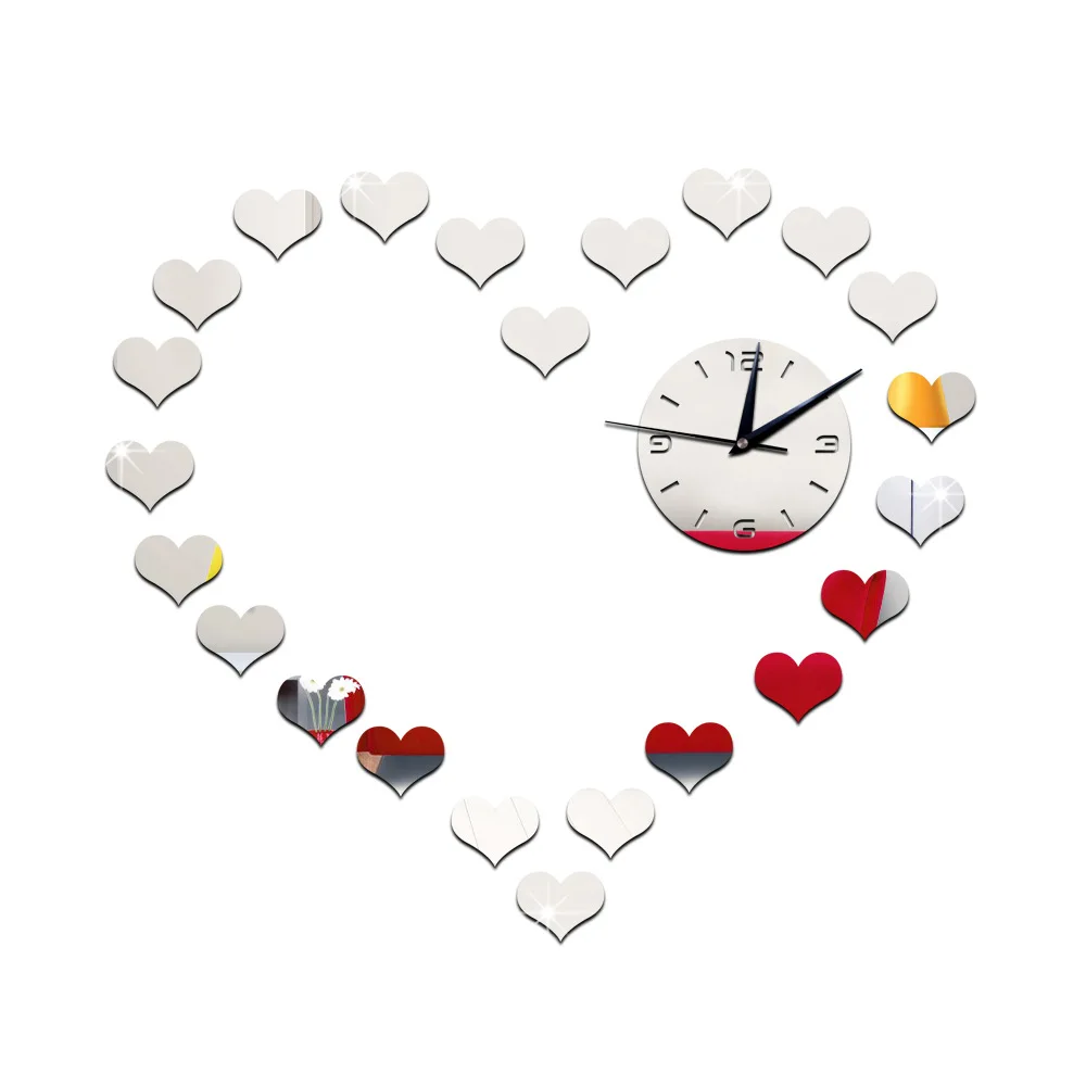 Aliexpress.com : buy diy heart mirror wall clock sticker for ...