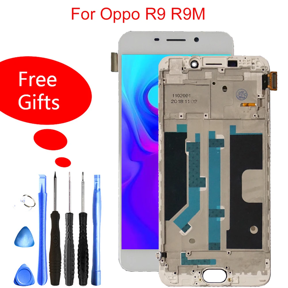 

Quality Lcd For OPPO R9 Full LCD Screen R9m R9tm X9009 Display Touch Screen Digitizer Assembly + Frame For OPPO R9 Replacement
