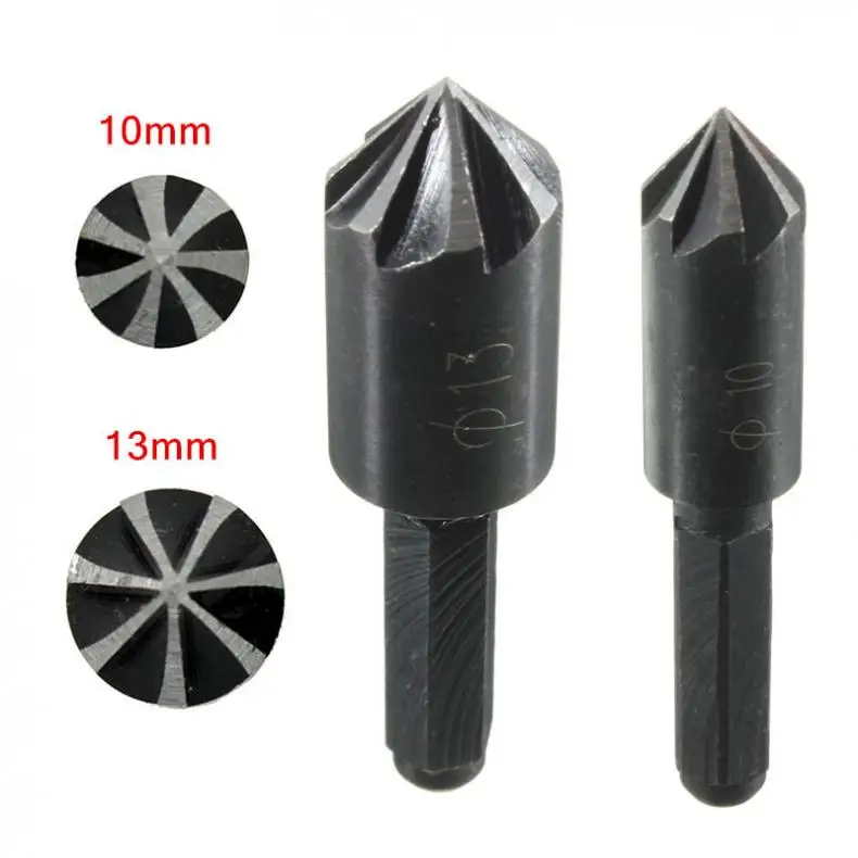 2pcs/lot 7 Flute 82 Degree 1/4 Inch Mini Hex Shank HCS Countersink Drill Bits Set Chamfer Cutter