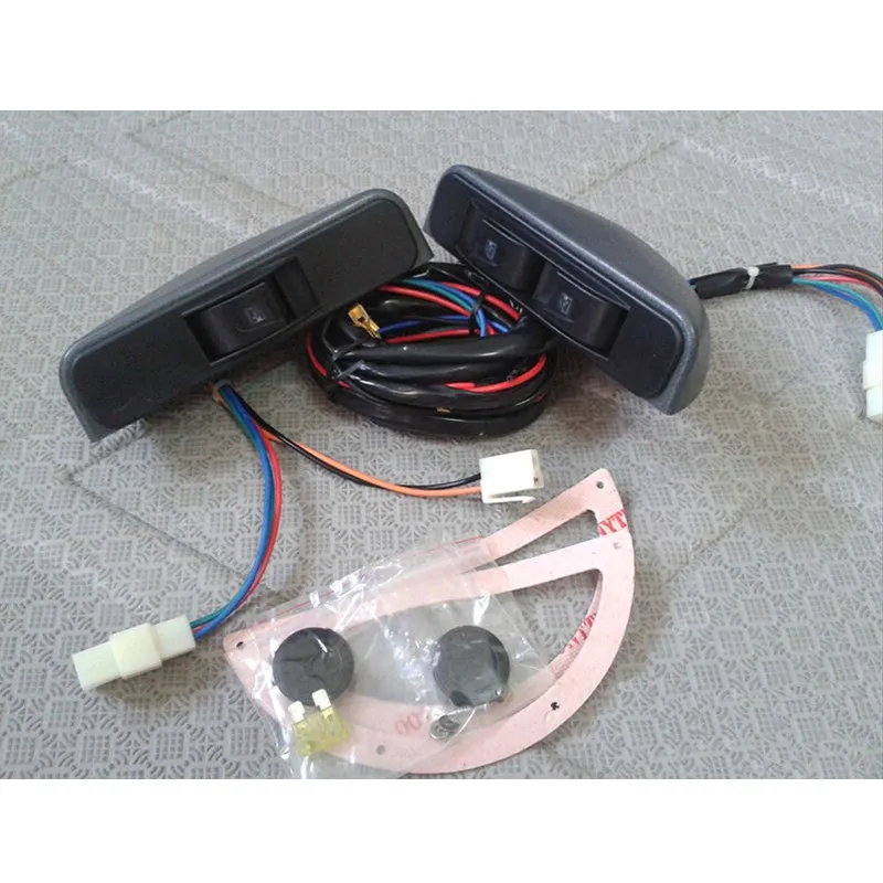 

Universal Crescent Style Power Window switches 12v with Holder and wire Harness 3pcs