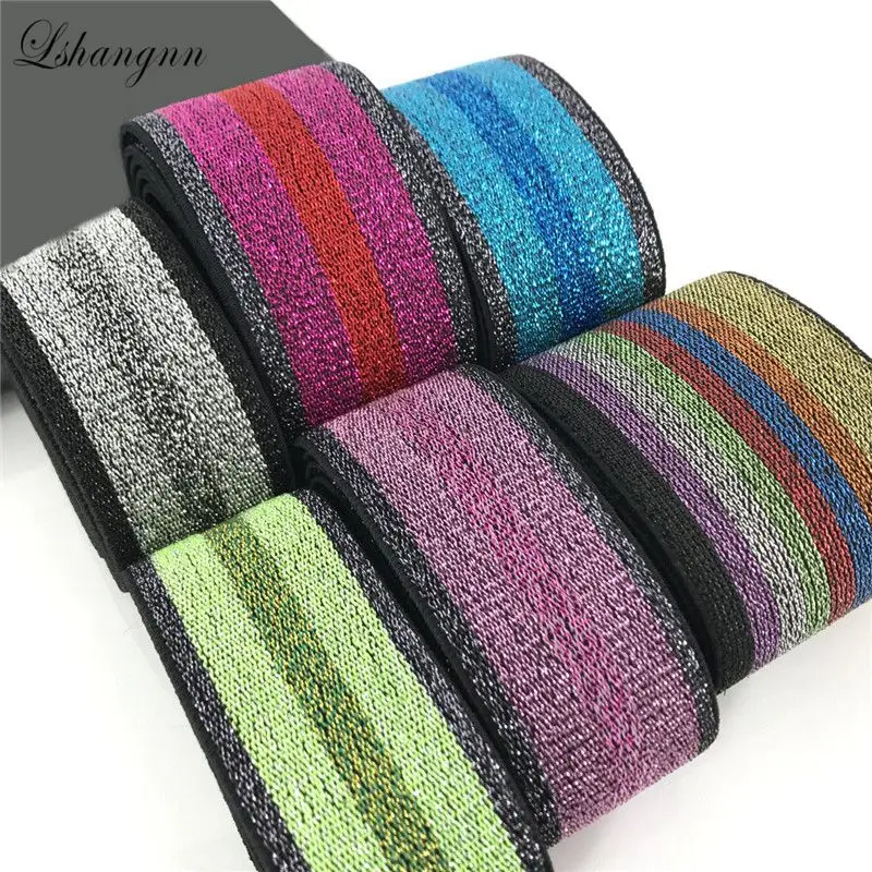 

Lshangnn 3.8cm 5cm 6cm Elastic webbing Stretch Black Gold Single Ribbon Tape Trim Applique Sewing Supplies Material For Clothes