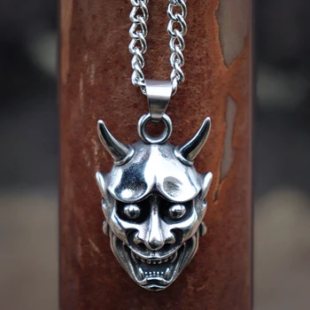 

Mens Fashion Stainless Steel Anger Skull Pendant Necklace Silver Color Punk Biker Skeleton Skull Jewelry