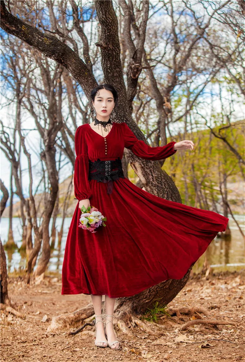 

New High Quality Explosions Leisure Elegant draped Dresses Women velvet summer Casual Shirt Dress