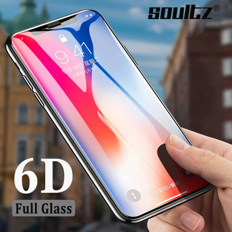 Soultz защитное стекло на айфон 7 6 6s 8 PLUS небольшой край 6D закаленное Стекло для iPhone X