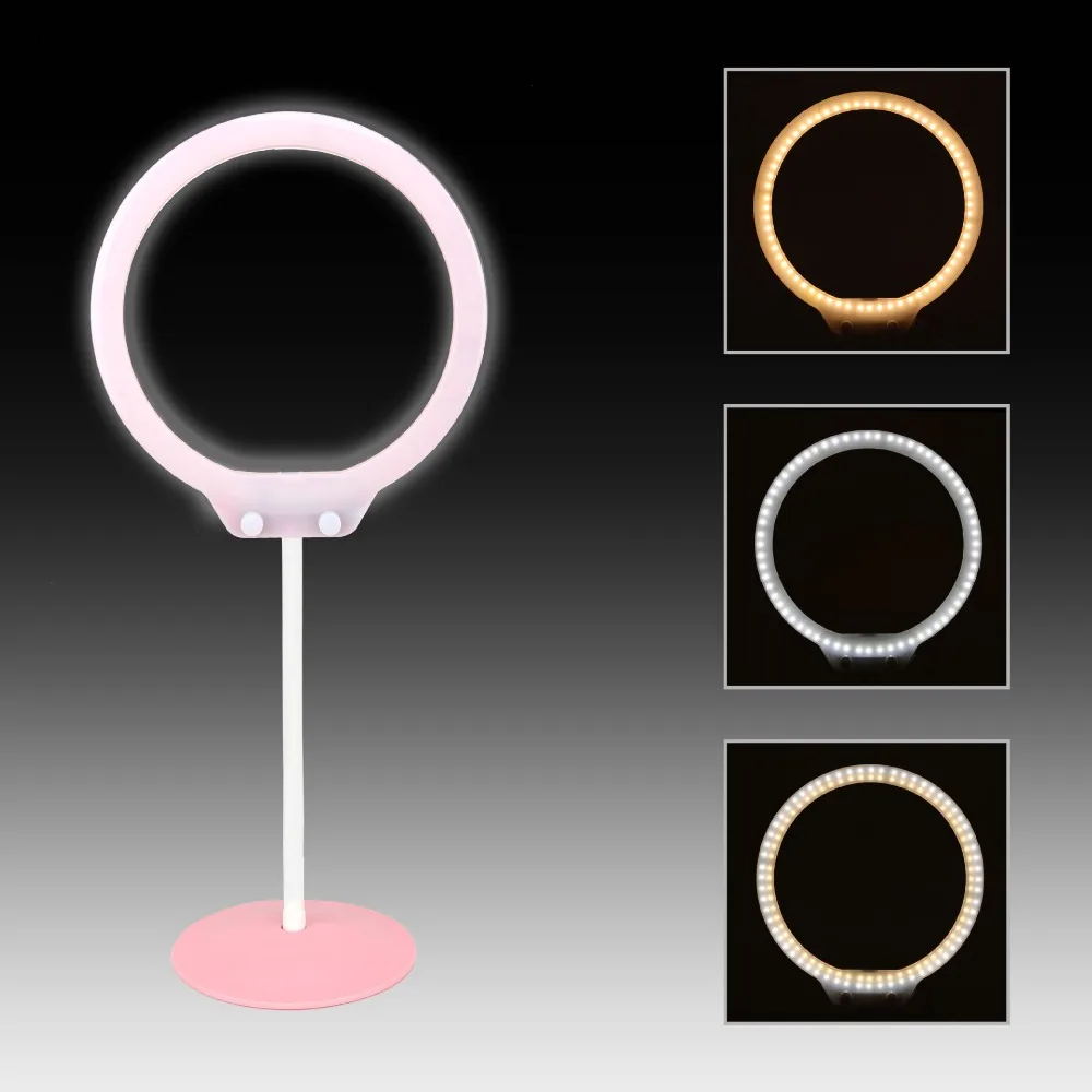 

Photo Studio 10" Ring Light 128LED 3200-5500K Photographic Lighting Table Lamp with Phone Clip Cosmetic Mirror