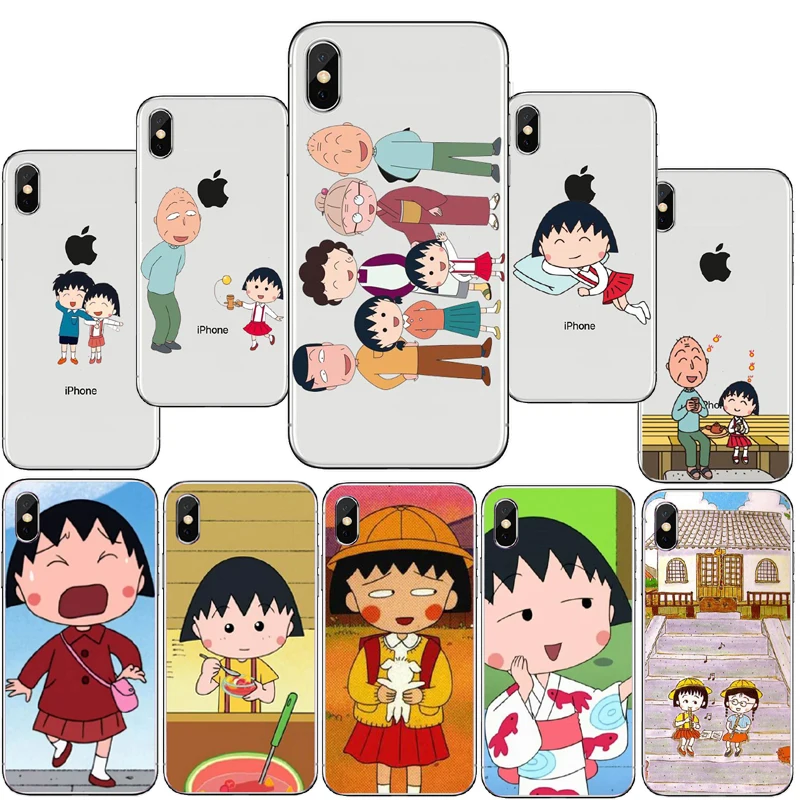 Japan Girl Lovely Cherry Maruko Cartoon TPU phone Case For iPhone X 8 7 6 6S Plus 5S SE XR XS Max Cover Clear silicone | Мобильные