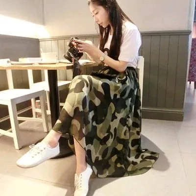 plus size camo maxi skirt