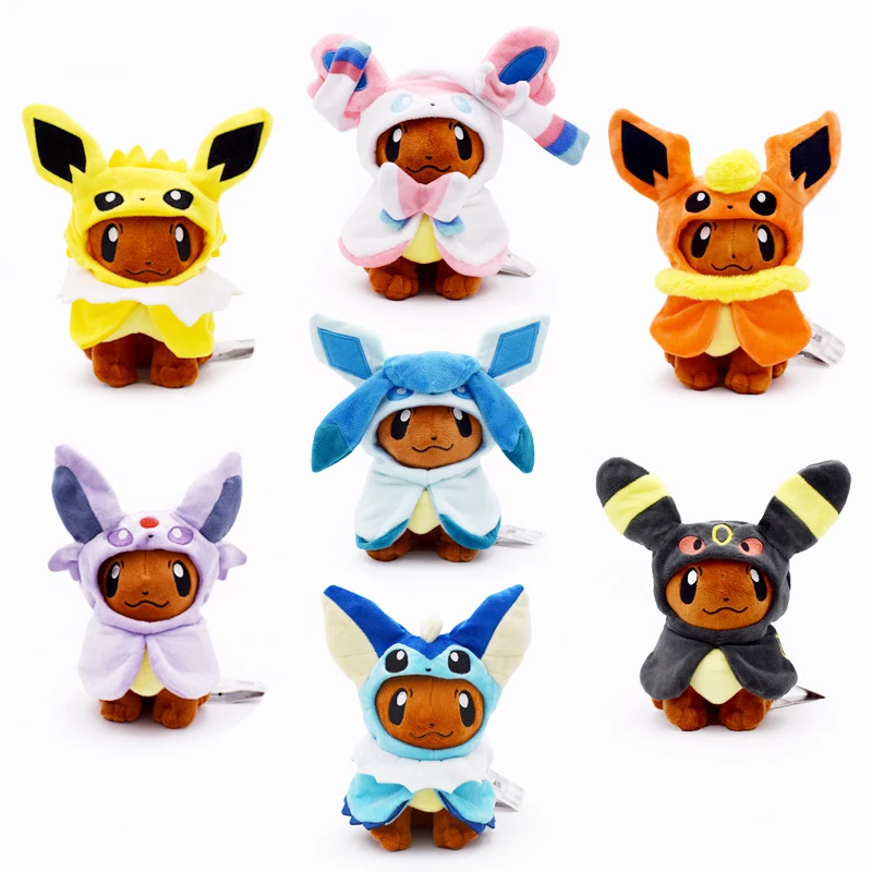 

7 19-22 cm Eeveelution Cosplay Jolteon Espeon Umbreon Flareon Glaceon Vaporeon Sylveon Eevee Soft Gevulde pluche Speelgoed