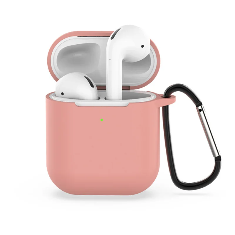 Силиконовые Мягкие кожухи головных телефонов для Airpods 2 облегающий рукав защитная коробка беспроводные наушники защитный чехол с петлей для Airpods 1 2nd - Цвет: orange