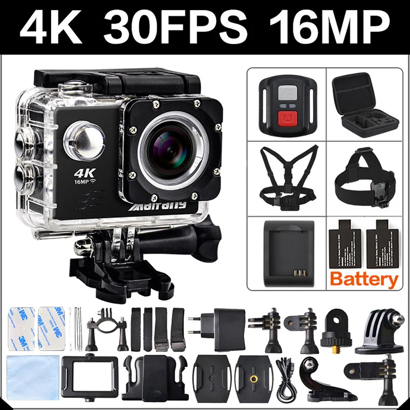 

4K 30FPS 16MP WIFI Action Camera 2 inch Sports HD 1080P 60fps Cam underwater deportiva go waterproof 4 K 170D mini pro sport Cam