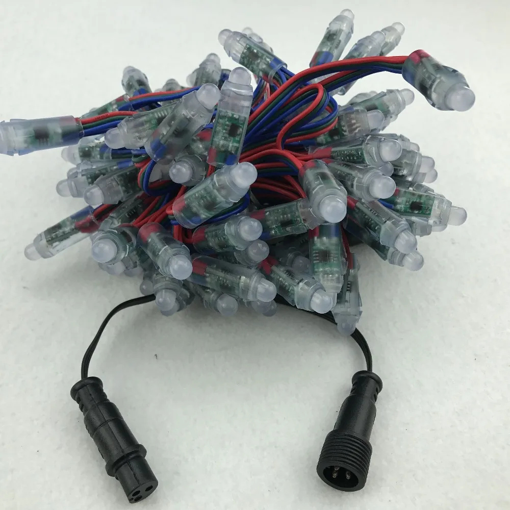 

100pcs/set bullet typeDC12V addressable 12mm WS2811 RGB led smart pixel node;RGB 18AWG wire,IP68;with 2m xConnect pigtail