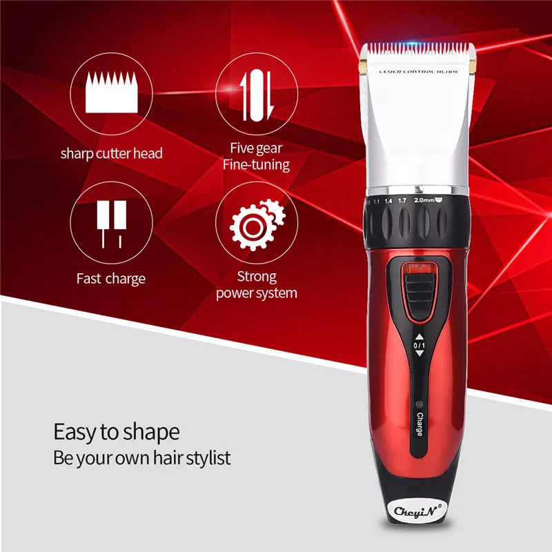 Comprar Recortador de pelo eléctrico profesional de 12W 1500mAh batería recargable cortapelos de cerámica cuchilla cortadora de pelo P49