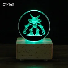 XINTOU 3D Pokemon Terrarium Figurines Laser Engraved Crystal Ball 80mm Wooden Bluetooth Speaker Music Box Fairy DIY Craft Gift