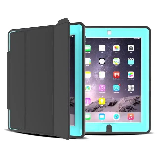 

2016 New Folding TPU + Plastic Smart Case Cover for iPad 2 3 4 Coque Hybrid Shockproof Case for iPad 3 4 2 Sleep Wakeup Function