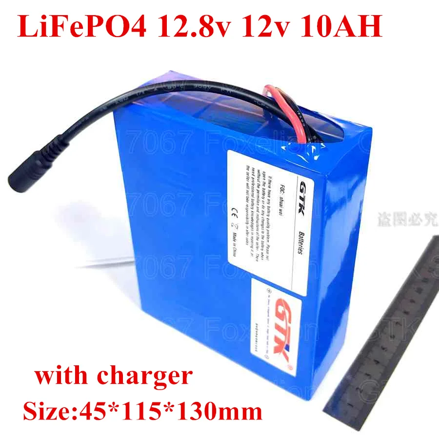 LiFePO4 12,8 v 14,6 v 12v 10AH литий-железо-фосфат монитор светодиодное освещение перезаряжаемая батарея+ 14,6 v 1.5A зарядное устройство